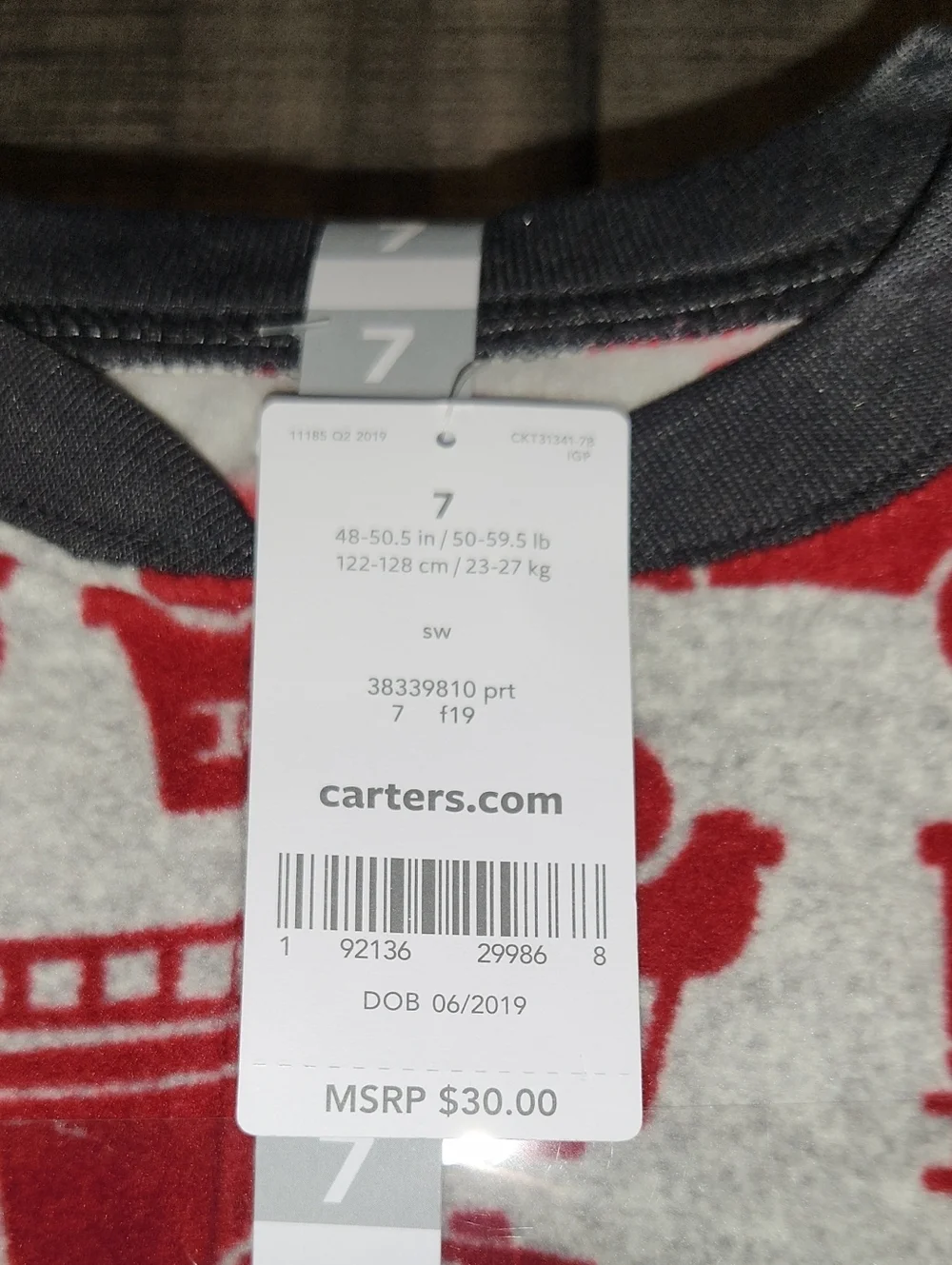 NWT Carter's Red Firetruck Footed One-Piece for Kids